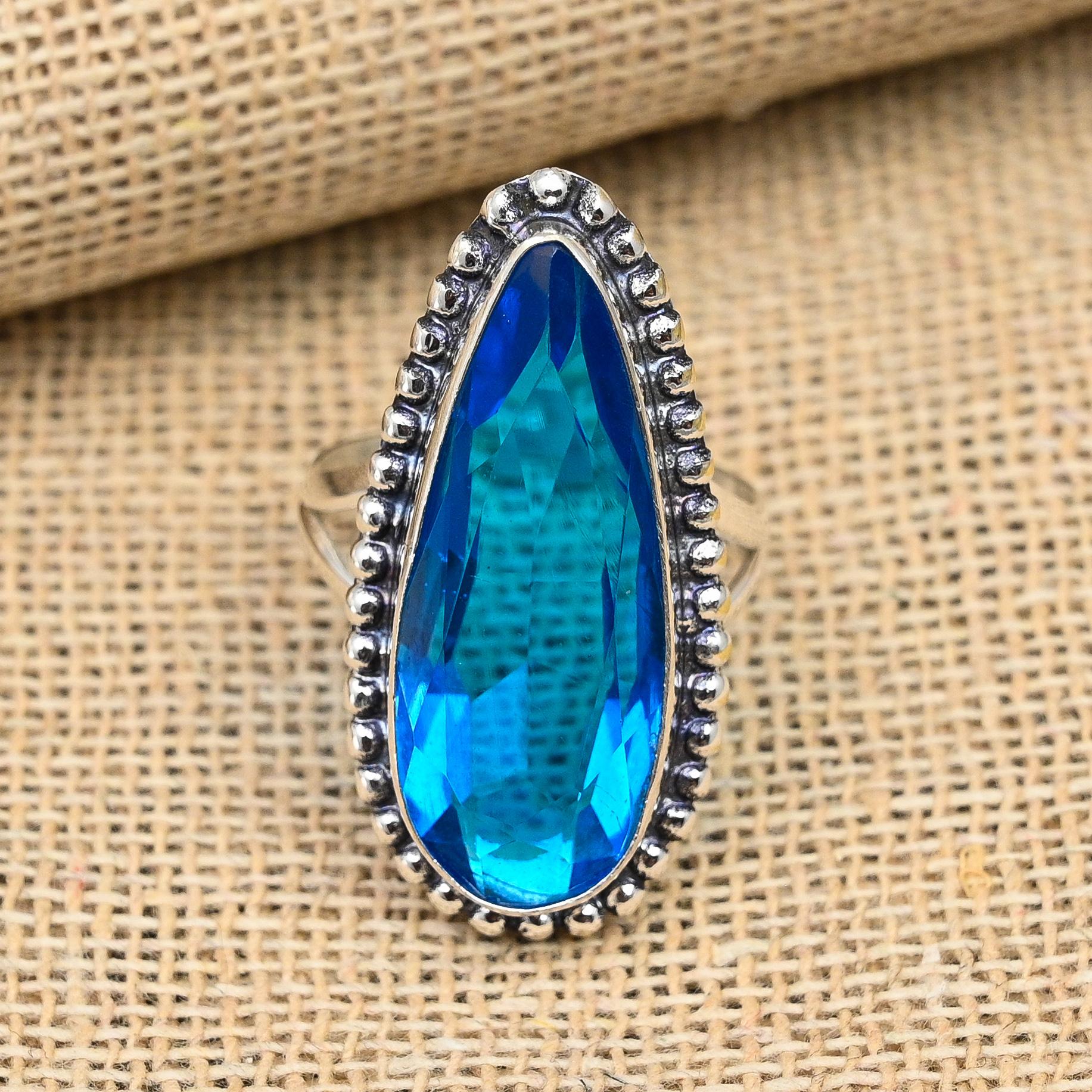 Blue Topaz Natural Gemstone Jewelry  Handmade