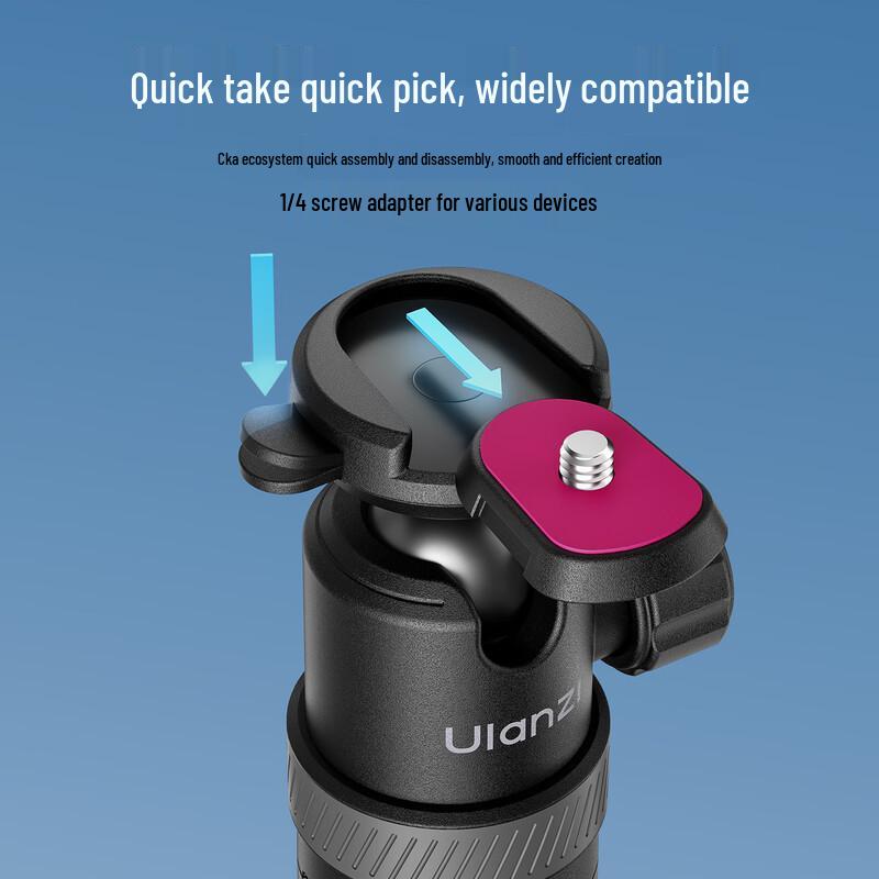 Ulanzi TT24 Floor-Standing Pop-Up Selfie Stick Tripod Quick-Release Plate for Camera, Mirrorless Camera, and Gimbal.