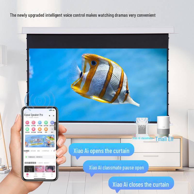 Concealed Ceiling Electric Lifting Projector Screen - High-Definition Pull-Wire Design