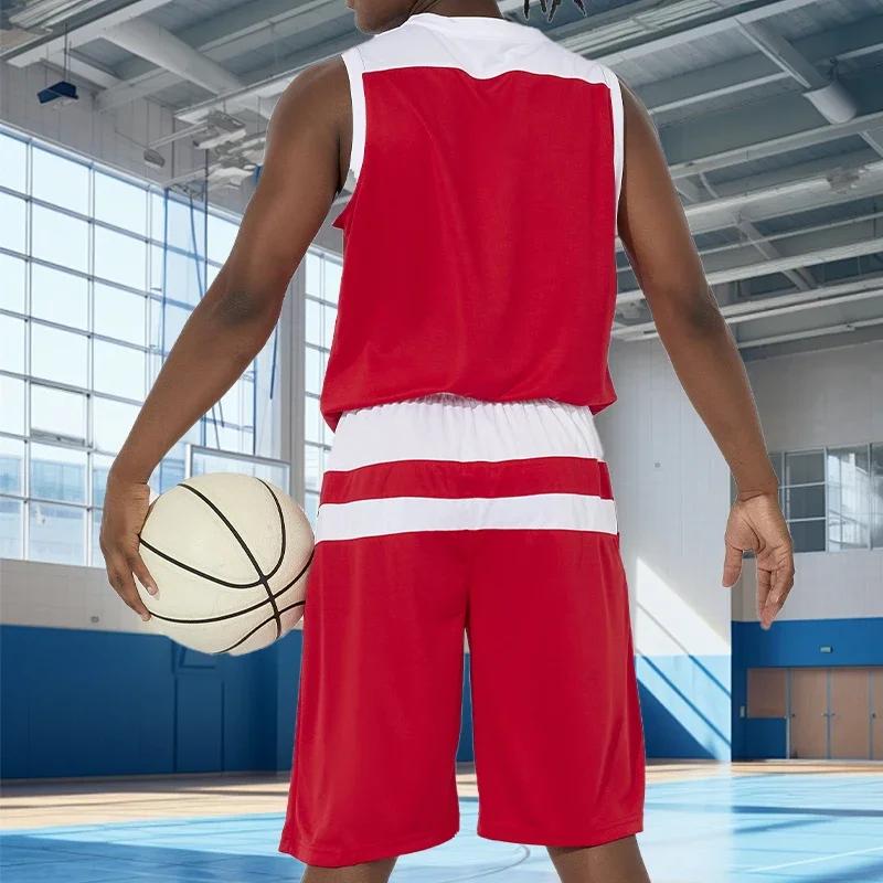 2pcs Set Men Basketball Football Running Sports Suit Sleeveless Vest Shorts Marathon Outdoor Fitness Sweatshirt Sweatpants Kits