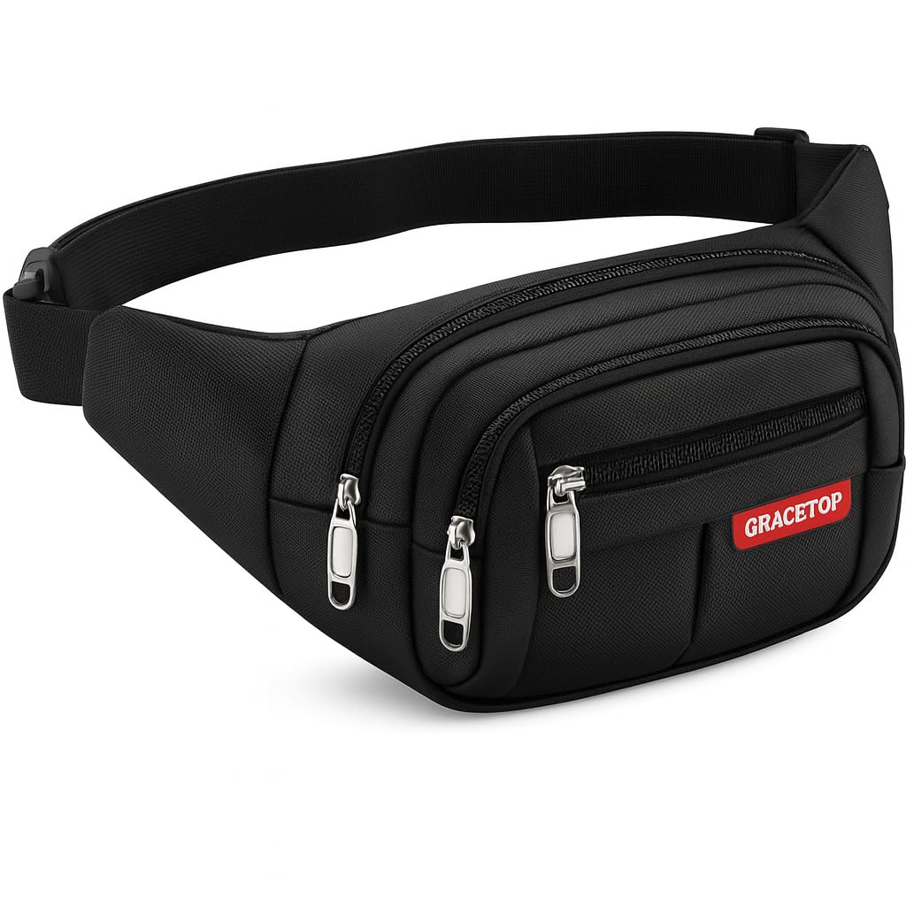 Gracetop Multifunctional Waist Fits Digital Water and Lightweight Hip Bag with 4 Ideal for Outdoor Suitable for Men and Women Bag, Smartphones,