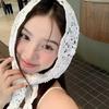 White Lace Shawl Fake Collar Hip Scarf Simple Flower Scarves  Female