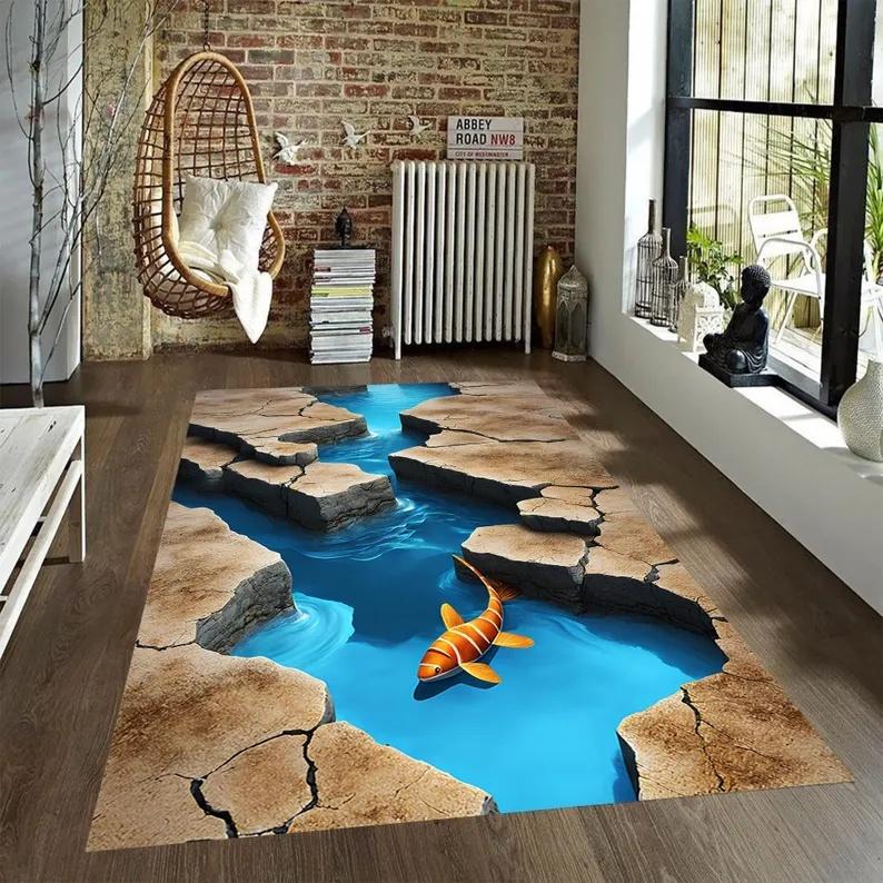 

Килим «Забутий корабель» під 3D-тріщинами Землі Старовинний та зламаний корабель Килим Антиковзний килимок для підлоги Прикраса для дому 40x60CM