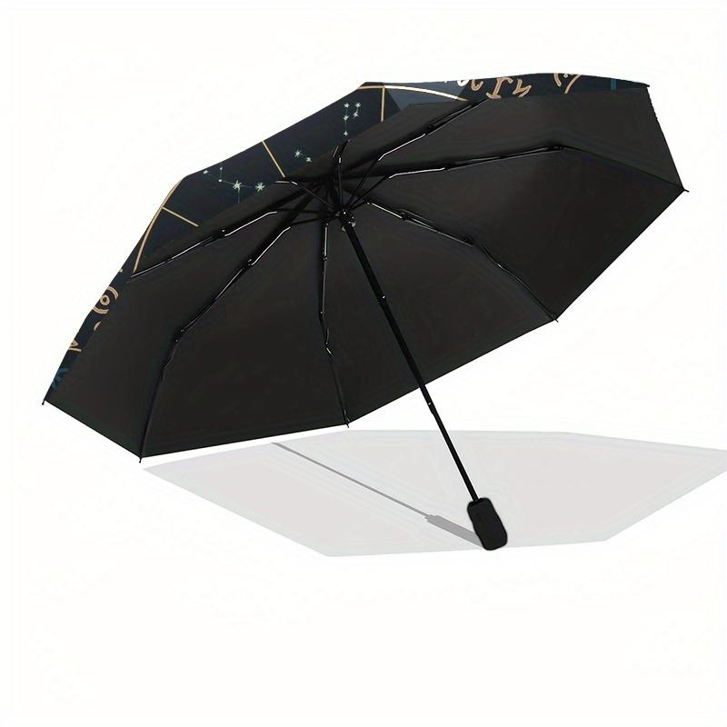 Celestial Moon Phase Astrology Chart Wall ArtUmbrella, Portable 3-Fold Compact Umbrella for Men & Women Gift