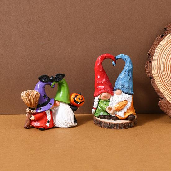 Couple Gnome Ornament Love Heart Kissing Faceless Dwarf Statue Resin Sculpture Home Office Desktop Decoration Ornament
