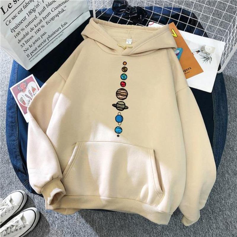 Men's and Women's Long Sleeved Planetary Color Men's Pullover Sweatshirt with Universe Solar System Pattern Sports Shir Men's Sports Hooded Sweatshirt
