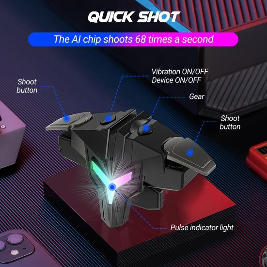 A1 Mobile Gaming Trigger Professional RGB Lighting Vibration Type Aim Shooting Game Controller Gamepad Pulse Key Button for Mobile Phone
