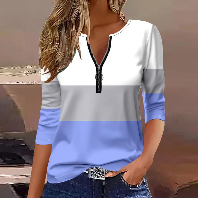 Summer new fashion 2025 women's casual long-sleeved printed T-shirt