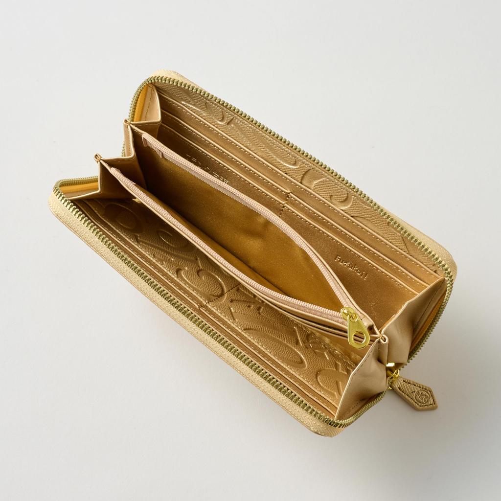 Frank Miura Long Designer Round for Men and Women Wallet, Wallet, Zipper, Gold,