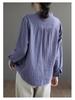 Korean Style Double-Breasted Women's Shirt, Polo Collar, Cotton Linen, Long Sleeve, Loose Fit, Perfect for Spring/Autumn