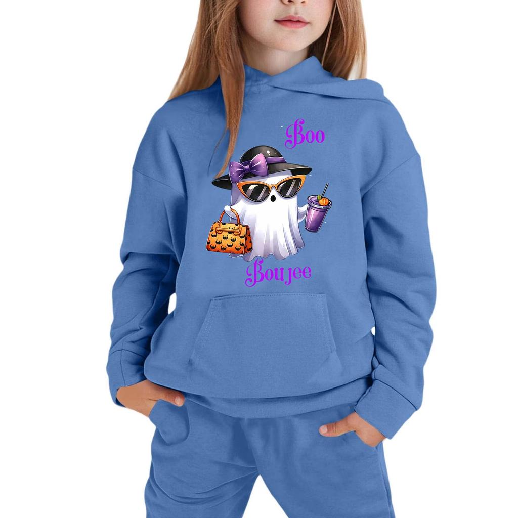 Kids Hooded Sweatshirt Halloween Graphic Pullover Top Long Sleeve Casual Fit Soft Fabric Comfortable Design Suitable for Everyday Wear