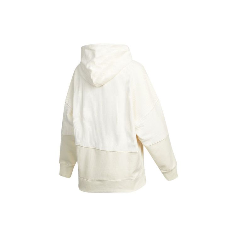 Vans Corduroy Solid Color Spliced Hooded Pullover Sweatshirt Women Tops Off-White VN0A5F6F3KS