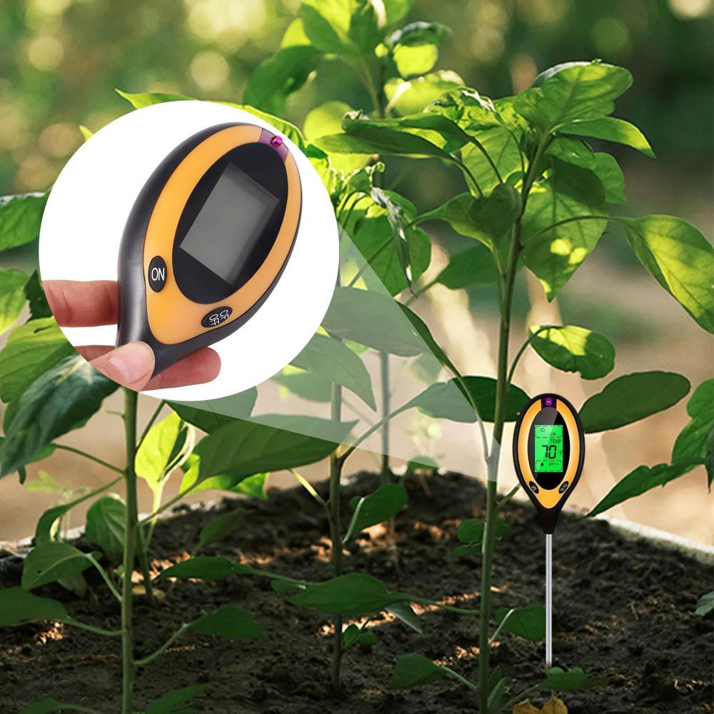 4 In 1 Soil Tester LCD Screen Soil Thermometer Soil PH Sensor PH Meter  For Garden Lawn Farming