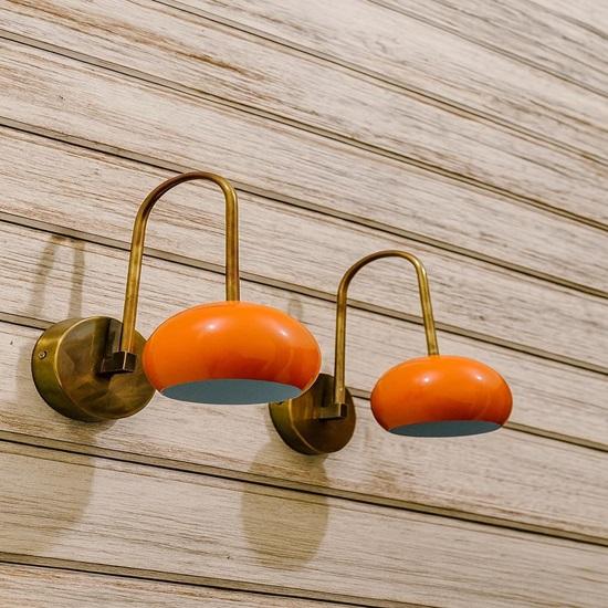 Mid-Century Modern Orange Wall Sconce  Retro Brass Light Fixture Inspired Wall Lamp