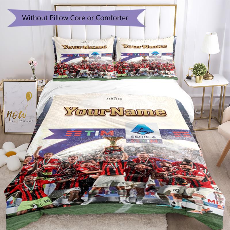 Ac Milan Personalizza il tuo nome Set Biancheria da Letto Copripiumino Traspirante con Federe Decorazione per la Casa Regalo di Compleanno