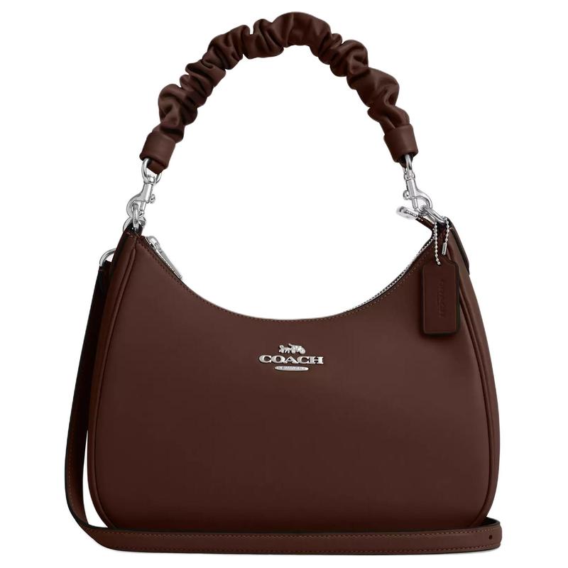 

COACH Teri 29 Logo Zip Closure Leather Hobo Tote Large Women s Maple коричневий