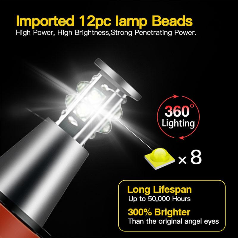 

2pcs 120W H8 LED Angel Eyes Halo Ring Lights for BMW E60 E61 E71 E70 LCI E90 E91 X5 Angel Eye Headlight LED Car Headlamps белый
