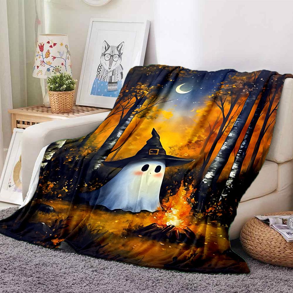 1pc Ghost Forest Blanket, Lightweight Flannel Throw Blanket for Sofa, Bed, Travel, Camping, Living Room, Office, Couch087
