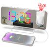Digital 180 Degrees Projection Alarm Clock with Dynamic RGB Light Brightness Adjustable Snooze Dual Alarm