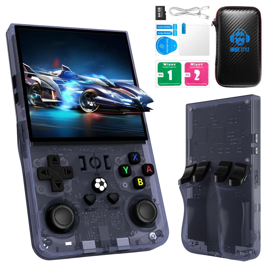 Open Source R36MAX Retro Handheld Video Game Console RK3326 Chip 64/128G Portable Pocket Game Player 4 HD Screen Game Console
