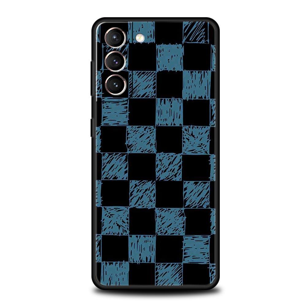 Schachbrett karierte Schachbrett Handyhülle Für Samsung Galaxy S25 Edge S24 S23 S22 S21 Ultra S20 FE 5G S10 S10E S9 Plus Hülle