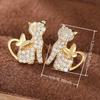 Elegant Cat Earrings Synthetic Zirconia Cute Animal Theme Jewelry Perfect for Women's Daily Wear and Party GiftsGood product