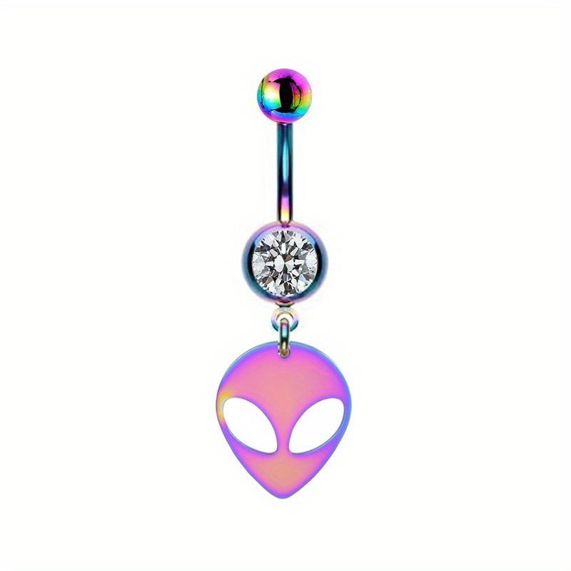 1pc Stainless Steel Gradient Blue Purple Animal Planet Navel Ring Alien Piercing Navel Ornament