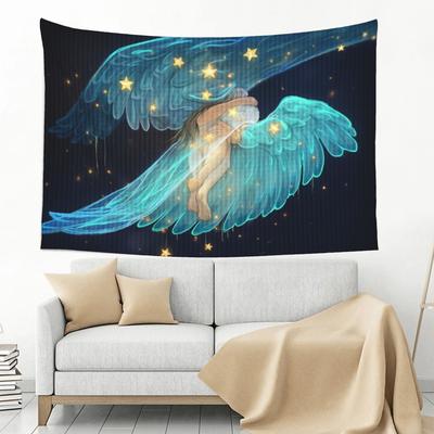 Celestial Angel Tapestry  Glowing Wings Stars Serenity Heavenly Glow  Divine Presence for Ethereal and Peaceful Home Decor