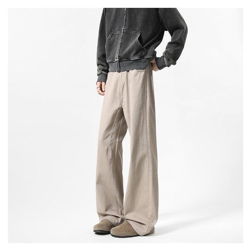 Unisex Wide Leg Cotton Trousers Loose Fit Casual Straight Pants