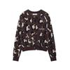 European & American Women's Round Neck Animal Print Faux Fur Knitted Cardigan Coat - Winter Collection