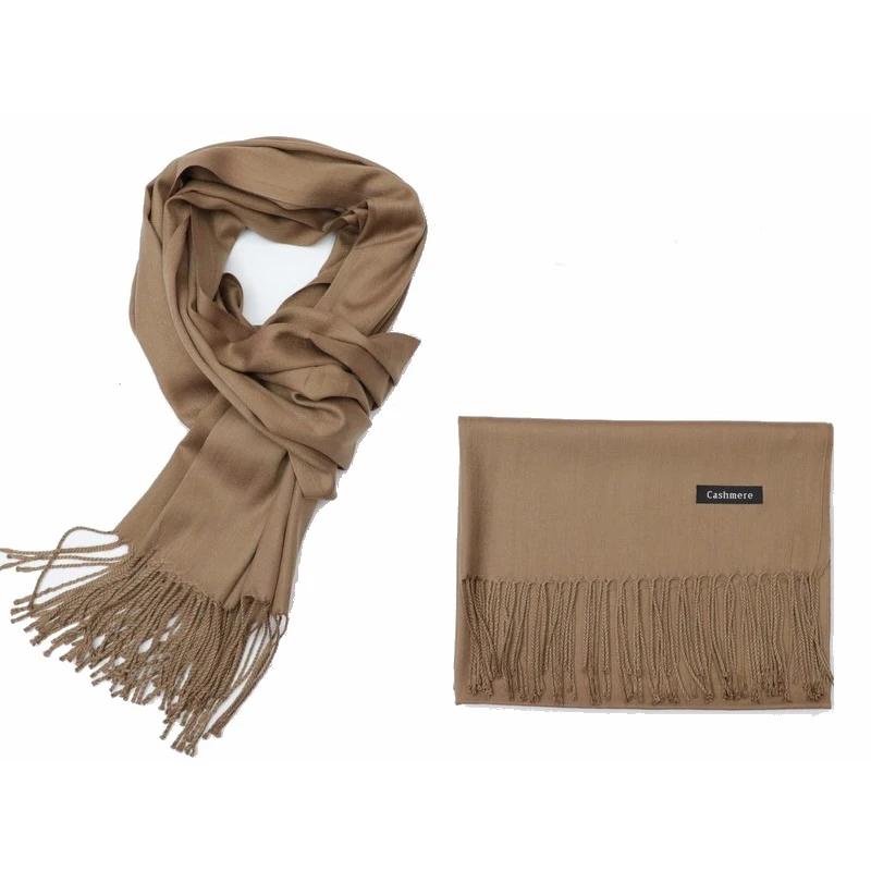 

2025 Winter Cashmere Women Scarf Female Luxury Brand Scarves Lady Tassel Bandana Women Solid Shawl Wraps Foulard Tippet Pashmina темного кольору хакі