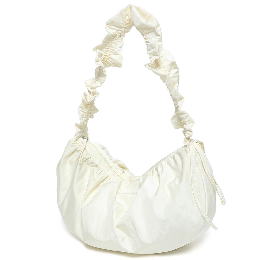 

Korean pleated silky cloud dumpling bag Niche Design Women Underarm Shoulder bag capacity nylon crossbody bag For young girl