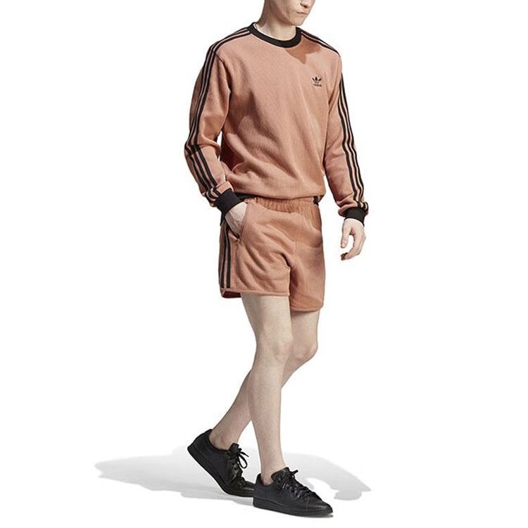 Adidas Originals Retro Trefoil Logo Colorblock Crewneck Sweatshirt Men Sweatshirt Brown HS2080