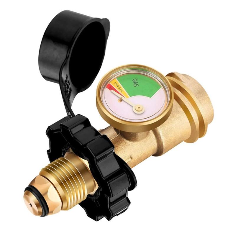 Practical Universal Propane Tanks Adapter With Gauge Converts Solid Brass Materials Connection for Safety Gas Flows