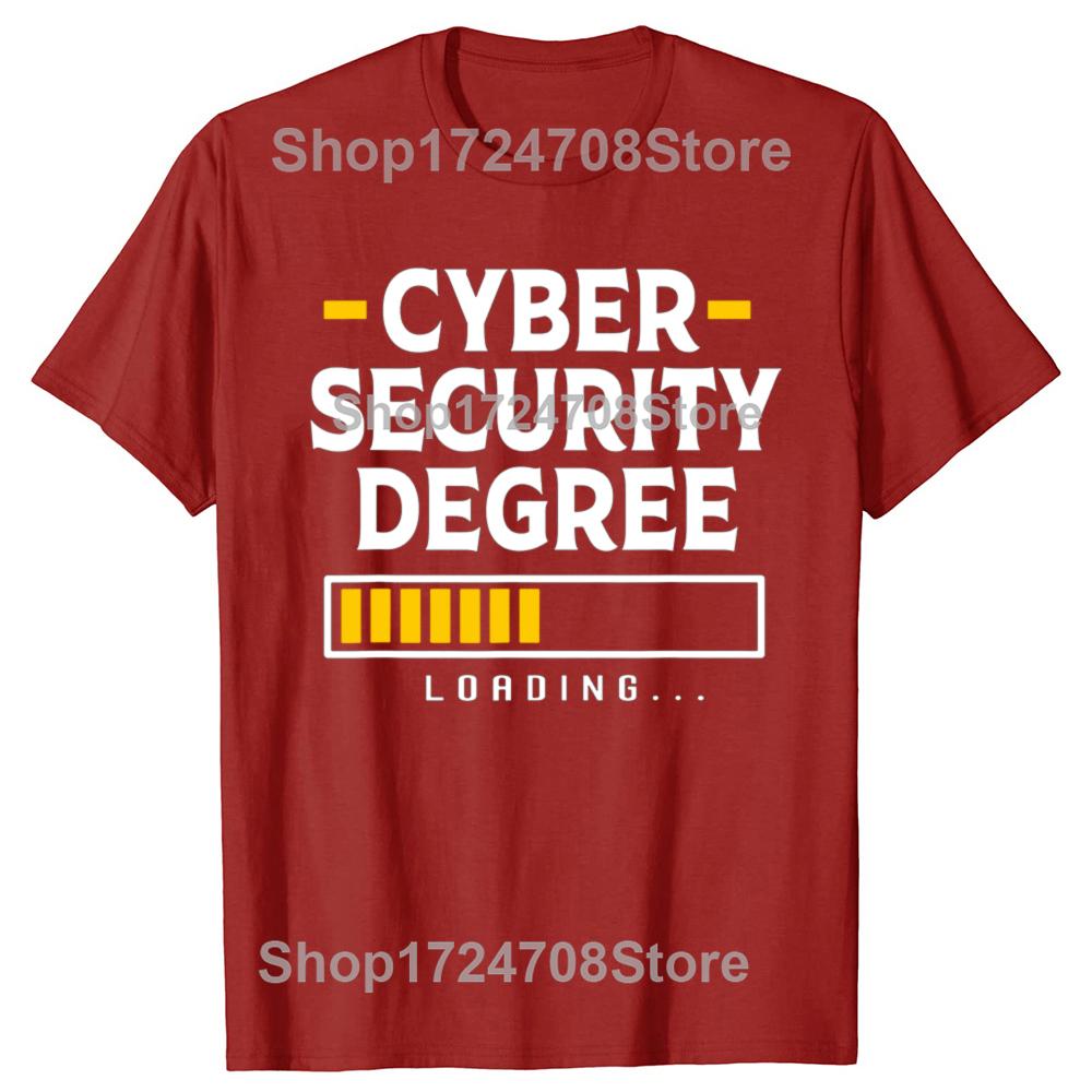 Смешная студенческая футболка с надписью  Загрузка степени по кибербезопасности  Кибербезопасность Уличная одежда Короткий рукав Подарки на день рождения Футболка Мужская одежда S