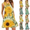 Rochie de plajă la modă pentru femei, fără mâneci, cu guler rotund, cu imprimeu floral