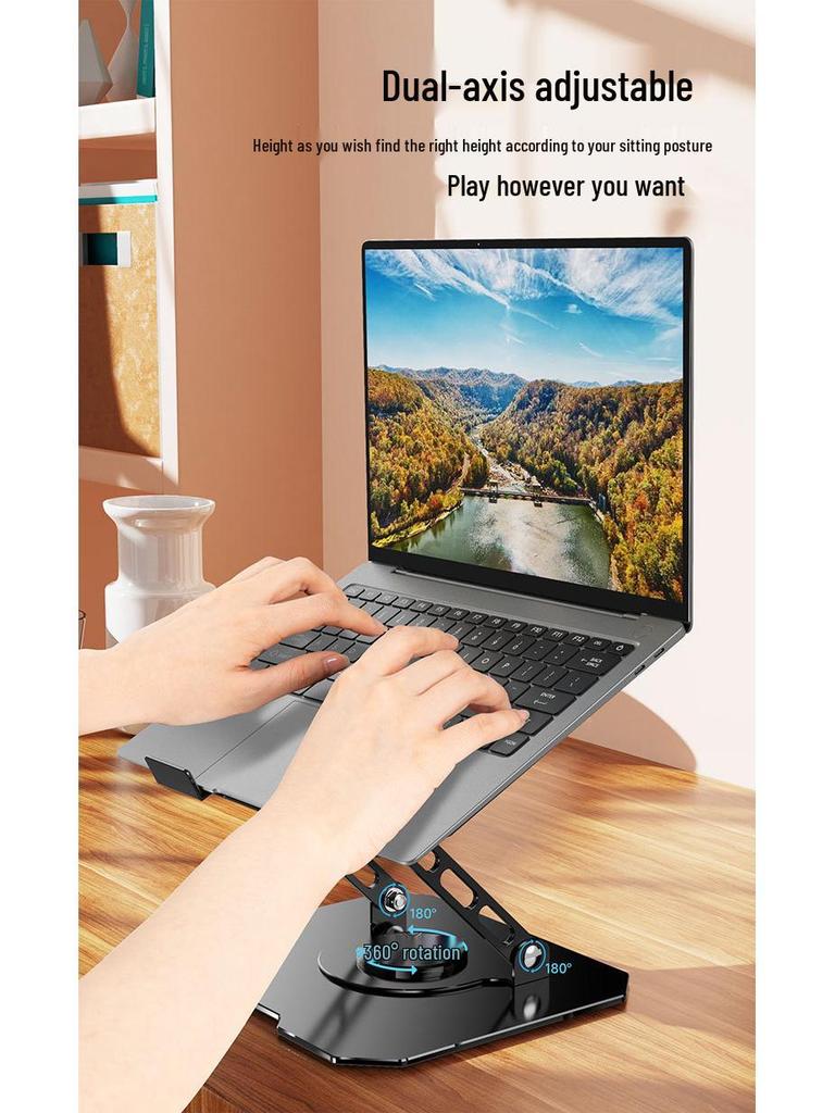 All-Metal Dual-Axis Laptop Stand: Elevates View, Enhances Heat Dissipation for Dorm Desktops.