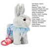 Electric Plush Rabbit Toy with Leash Singing Walking Bunny Plushie Toddlers Boys Girls Interactive Simulation Stuffed Animal Toy