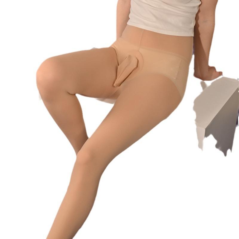 Men'S Pantyhose Spring Autumn Velvet Set Thickened Warm Stockings See-Through Underwear Leggings U Convex Pouch Stockings