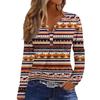 Women's Casual Long Sleeve T-Shirt with Halloween Print V-Neck Button for Parties