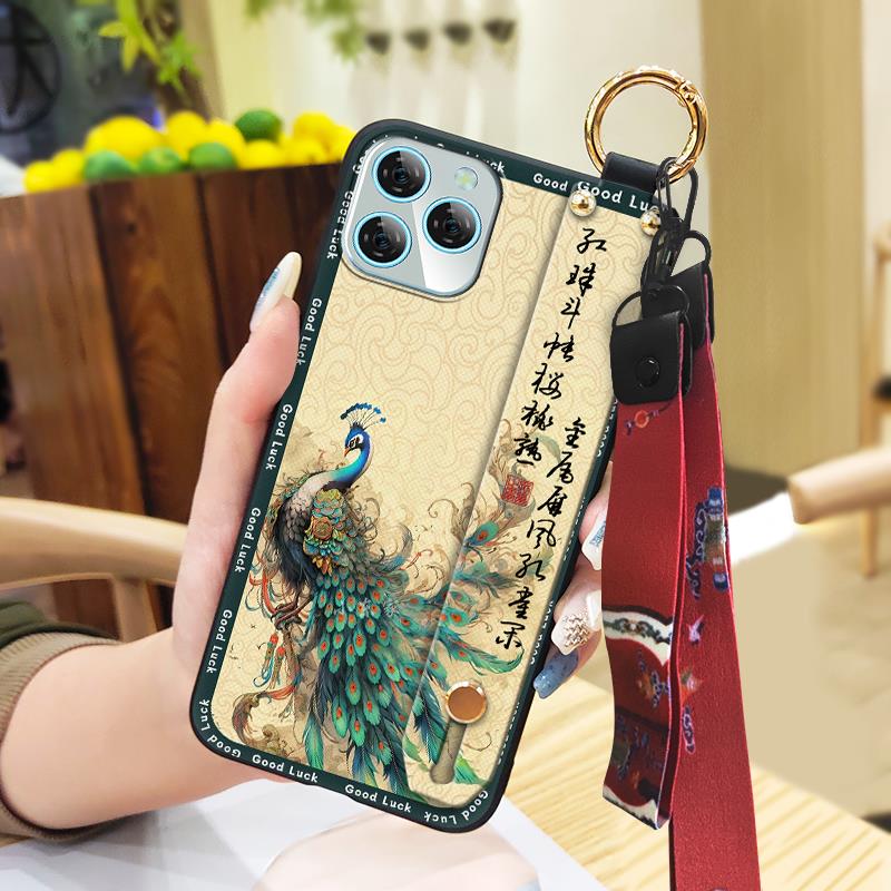 Lanyard Elderly Lady Phone Case For Blackview A95 Waterproof Phone Holder Ring Durable Wristband Kickstand Back Cover