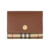Checkered Folding Three-fold Wallet  Made of Environmentally Friendly Canvas and Leather  Women's Style  Brown