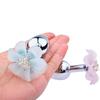 Pink Blue Flower Pretty Metal Anal Butt Plug For Women Or Men Non Vibrating Butt Plugs