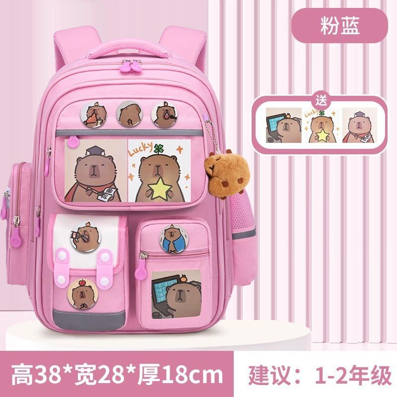 School Bag for Primary School Students, Grade 12 and 6 Girls, Cartoon Spine Protection and Burden Reduction, Backpack for Children Aged 12