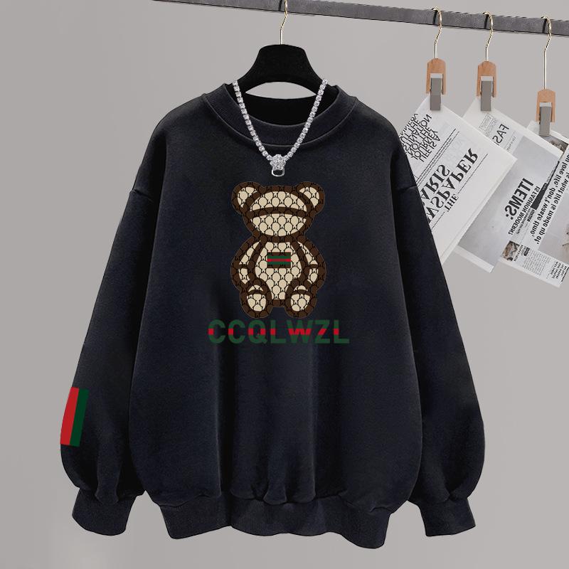 Spring, autumn and winter new velvet thickened hoodless cotton sweater women's loose long-sleeved thin coat ins