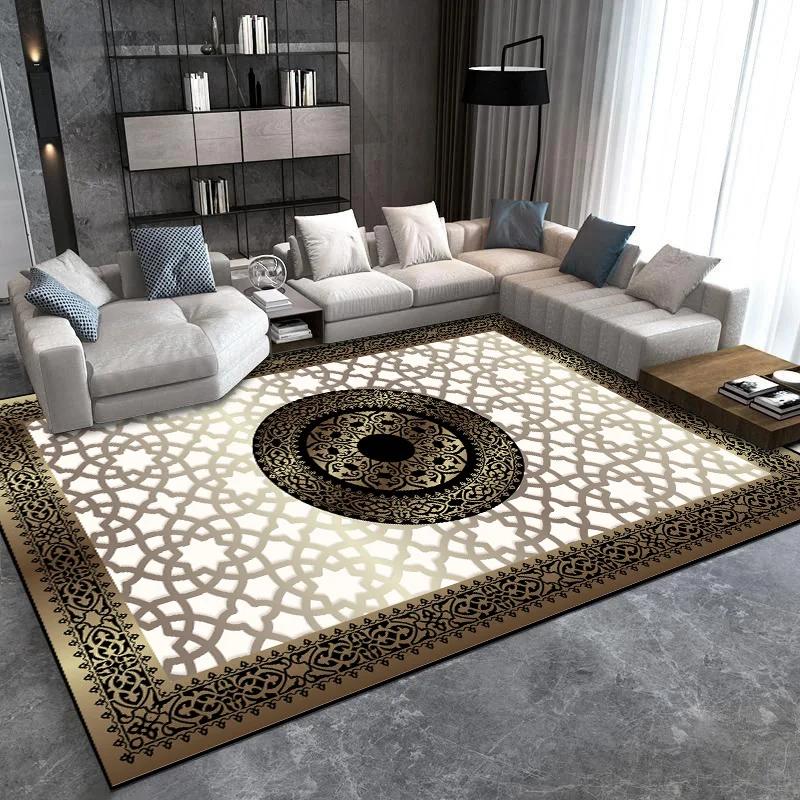 Golden Decorative Rug For Living Room Luxury Style Entrance Floor Mats Lounge Soft Antiskid Carpet Bedroom Bedside Rugs Washable