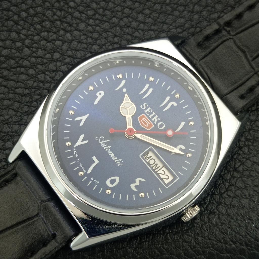 VINTAGE SEIKO 5 AUTOMATIC 6309A REFURBISHED JAPAN MENS BLUE DIAL WATCH a442582-1