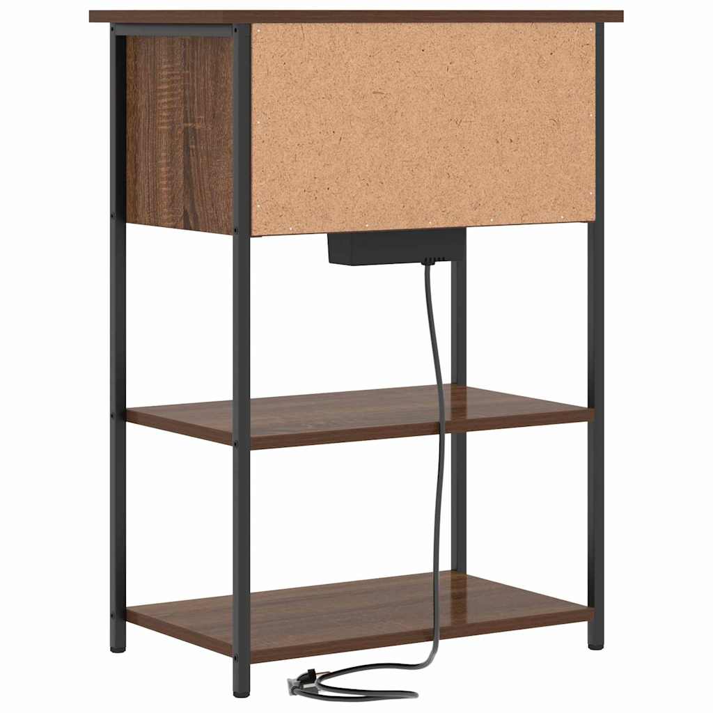 Nightstand Brown Oak Look 55 X 31 X 76 Cm Engineered Wood