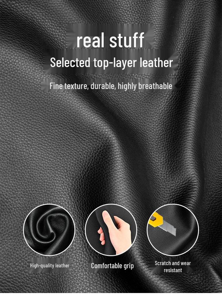 Genuine Leather Steering Wheel Cover for Qoros 3, 3 SUV, and 5 SUV - Four Seasons Universal Fit