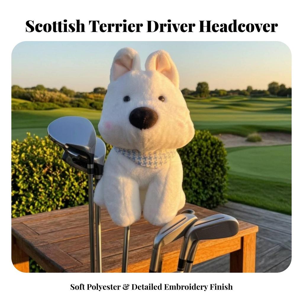 Stuffed Golf Headcover with Bandana Safeguarding Dog Club Cover Easy to Put